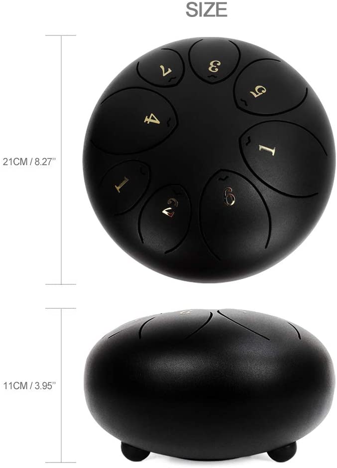 Dripex Steel Drum Zungentrommel Ätherische Trommel Entspannendes Instrument Töne Schlaginstrument Hand Pan 8 Tone mit Trommelschlägeln Tragetasche Note Sticks für Meditation Yoga Klangheilung