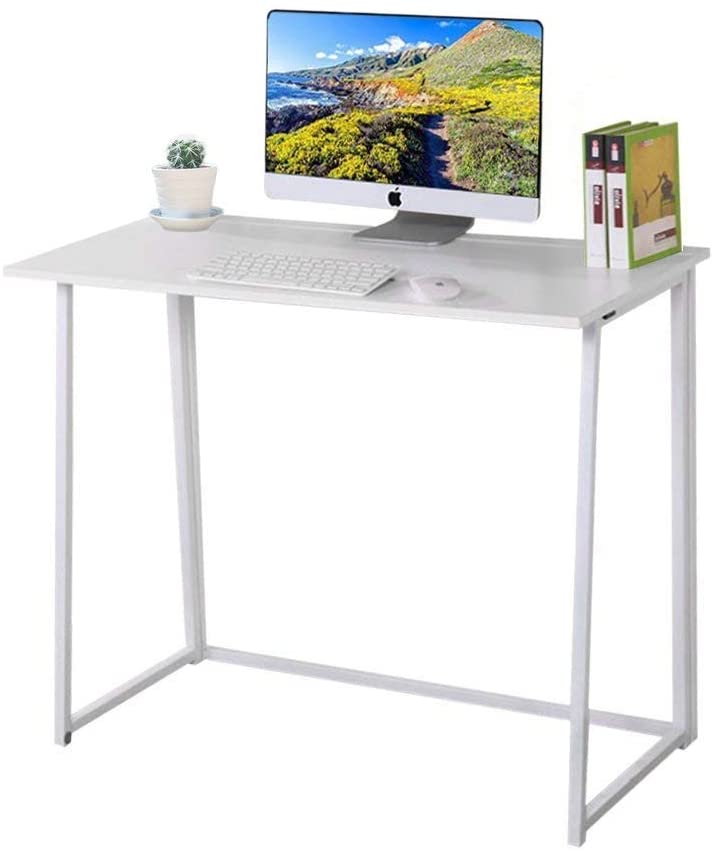 Dripex Faltbar Tisch Schreibtisch Computertisch für Homeoffice Arbeitszimmer Klappbar PC Tisch (Weiß)