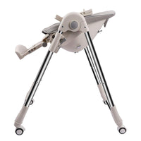 OUNUO Baby Hochstuhl Vertehllbar und Klappbar Kinderhochstuhl mitwachsend Kindersitz Kinderstuhl mit Sicherheitsgurt 6 Monaten bis 6 Jahre PU Leder Kissen Grau