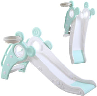 YOLEO Rutsche, Kinder Fun-Slide mit Basketballkorb, Faltbar Kinderrutsche, Gartenrutsche Kleinkinderrutsche für 1-3 Jahre, Indoor & Outdoor Rutschbahn mit Rutschauslau