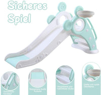 YOLEO Rutsche, Kinder Fun-Slide mit Basketballkorb, Faltbar Kinderrutsche, Gartenrutsche Kleinkinderrutsche für 1-3 Jahre, Indoor & Outdoor Rutschbahn mit Rutschauslau