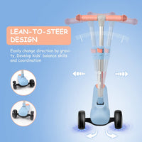 BremToy Kinderroller, Tretroller mit LED-Rädern, Kinder Scooter mit Höhenverstellbarem Lenker, Faltbarer Kickscooter für Kinder