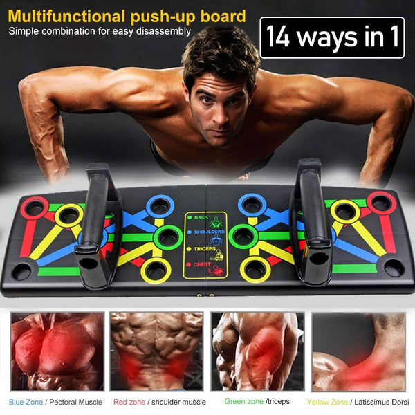 Push Up Board,14 In 1 Push Up System, Foldable and Portable Push Up Stand Home Gym Bar Set Strength Training for Full Body Workouts