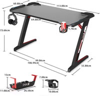 Dripex Gaming Tisch 113 cm Gaming Schreibtisch Gaming Computertisch PC Schreibtisch Gamer mit Getränkehalter und Kopfhörerhalter