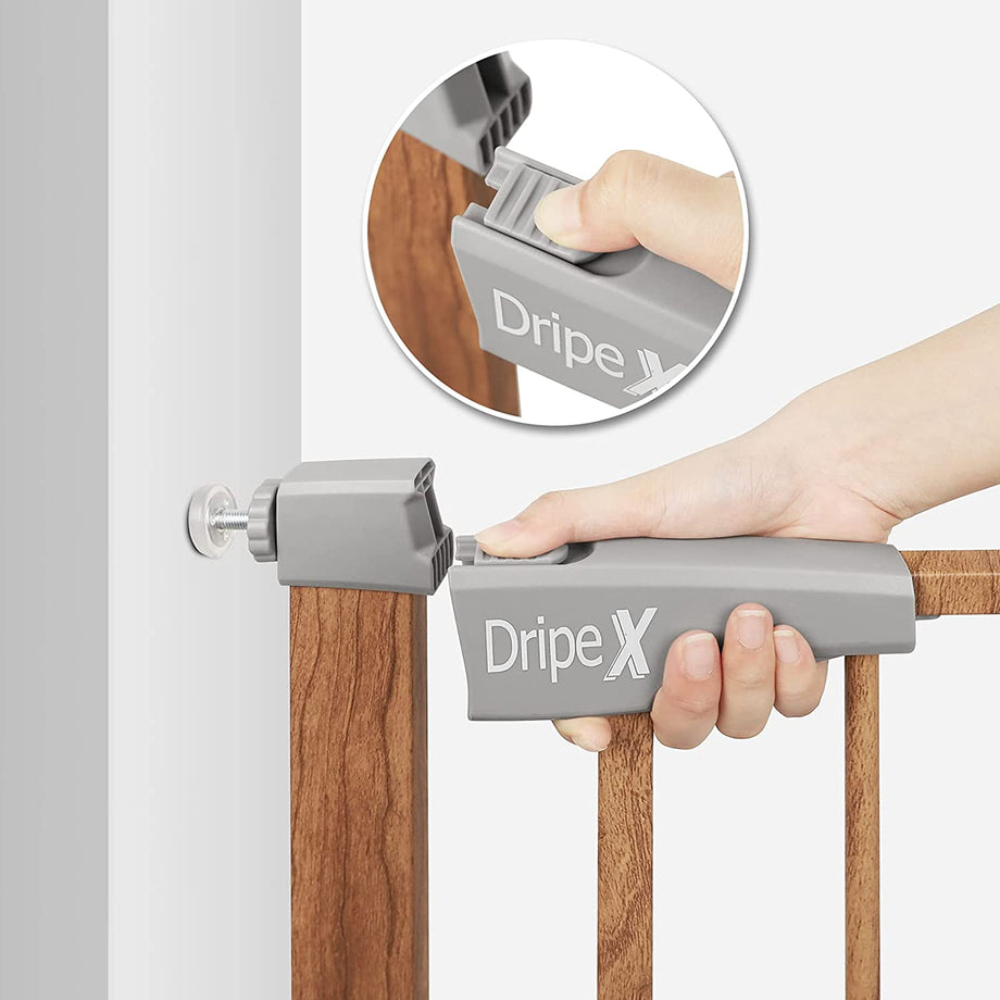 Dripex Schutzgitter | Treppengitter geeignet für 75-82CM | Auto-Close | erweiterbar | ohne Bohren | Tür Gitter für Kinder Haustiere | Gitter Baby Sicherheit Metall