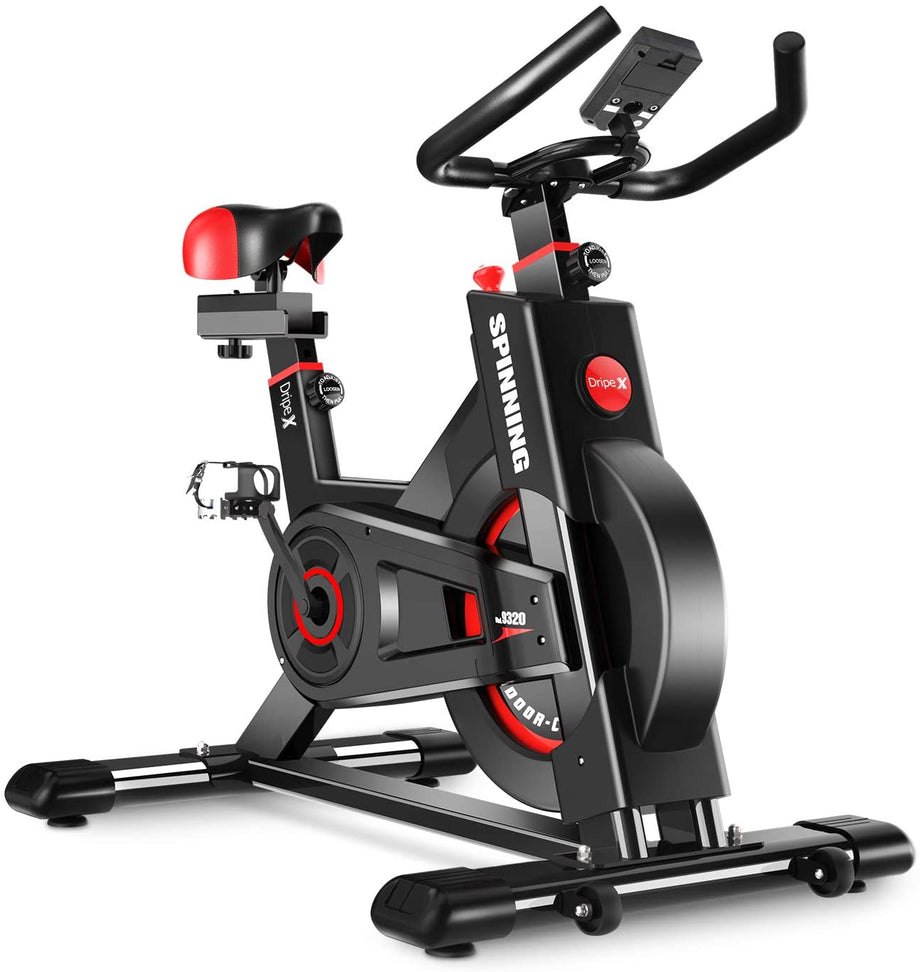 Dripex Heimtrainer, Fitnessbikes Ergometer mit Schutzhülle, Pulsmesser, stufenlose Widerstandseinstellung und großes Trägheitsschwungrad, Benutzergewicht bis 150kg