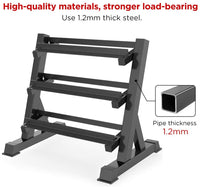 Dripex Kurzhantelständer Kurzhantelablage, Dumbbell Rack 3 Regale, Hantellagerung 90 x 50 x 93cm für Kurzhanteln Aller Gewichte, angewinkelten Ablagebleche, Belastbarkeit 300kg