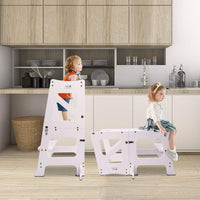 YOLEO 2 in 1 Lernturm Kinder Tritthocker Lernstuhl Kinderhocker Faltbarer Kinderschemel für Baby, mit doppelseitiger magnetischer Tafel, Rutschfestes Fußpolster, Umweltschutz, Küchen-/Badezimmerhelfer