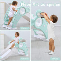 YOLEO Rutsche, Kinder Fun-Slide mit Basketballkorb, Faltbar Kinderrutsche, Gartenrutsche Kleinkinderrutsche für 1-3 Jahre, Indoor & Outdoor Rutschbahn mit Rutschauslau