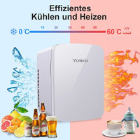 YOLEO mini-kühlschrank 15L Edelstahl, Warmhaltebox Kühlbox Auto mit Kühl- und Heizfunktion, 0~65 ℃ Temperatureinstellbar, für Schlafzimmerbüro RV Auto, für Getränk Kosmetik Milch