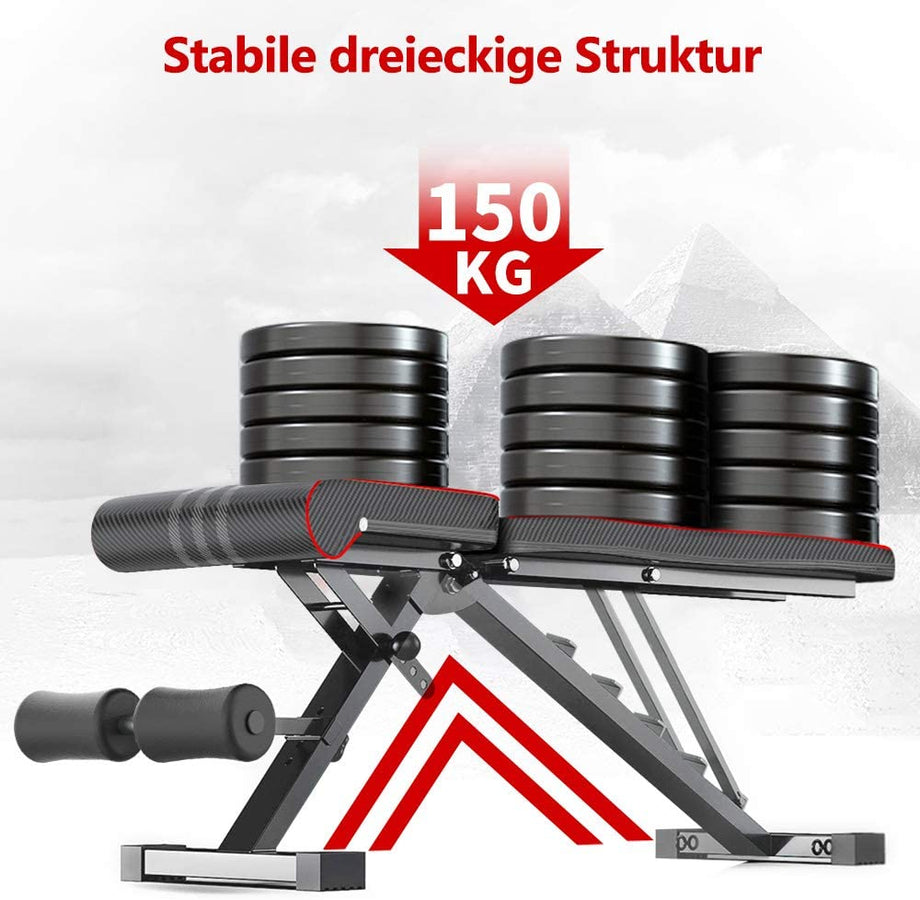 YOLEO Multifunktion Hantelbank klappbare Trainingsbank Fitnessbank, 6-Fach Rückenlehne/4-Fach Sitz verstellbar, bis 150kg belastbar, Flachbank Sit Up Bank geeignet für Zuhause/Fitnessstudio