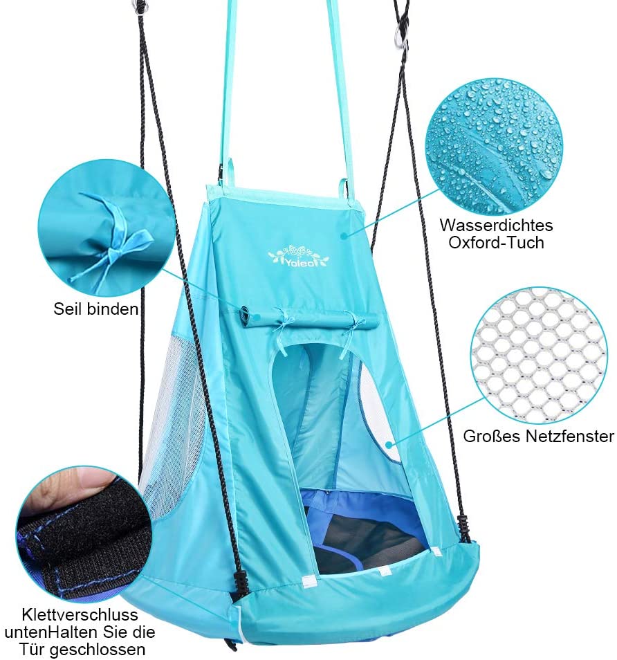 zelt für nestschaukel 100 cm YOLEO 100cm Nestschaukel mit Zelt, Tellerschaukel belastbar 150kg – Dripex -DE