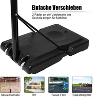 YOLEO Basketballkorb 2,3 bis 3,05 Meter höhenverstellbar mit Ständer Korbanlage Outdoor beweglich für Erwachsene Kinder