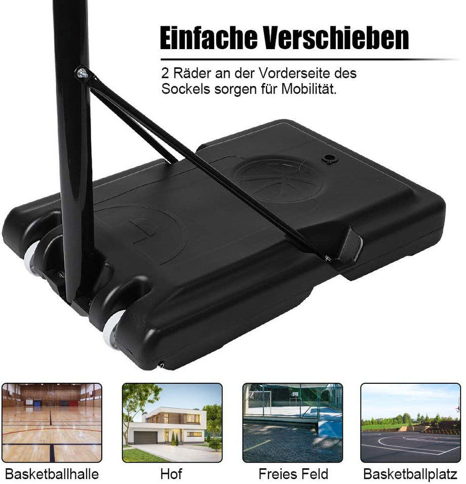 YOLEO Basketballkorb 2,3 bis 3,05 Meter höhenverstellbar mit Ständer Korbanlage Outdoor beweglich für Erwachsene Kinder