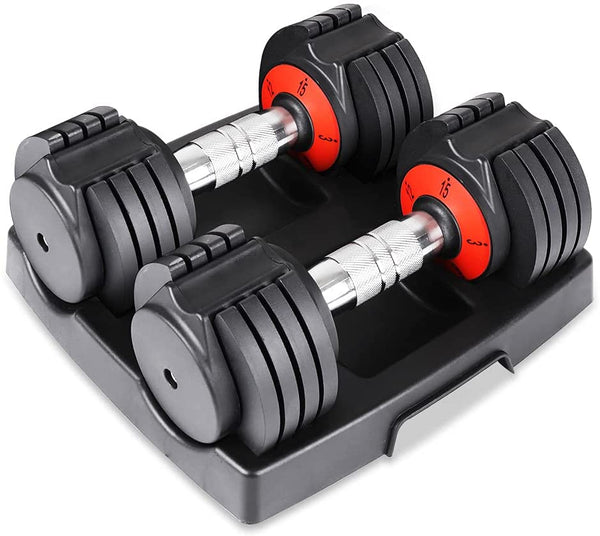 Dripex Hantelset Kurzhanteln Verstellbar 30LB/15KG 2er Set Professionell Dumbbell für Frauen Kinder, Schweißresistent Kurzhantelstange, 5 Gewichte Gleiten-Tech Verstellbar Hanteln für Krafttraining