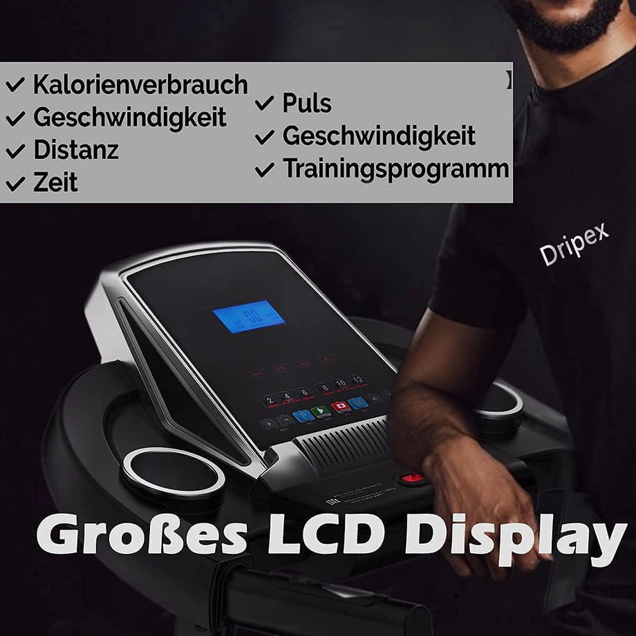 Dripex Elektrisches Laufband Klappbar 2.0HP Motor USB MP3 Bluetooth LED Display