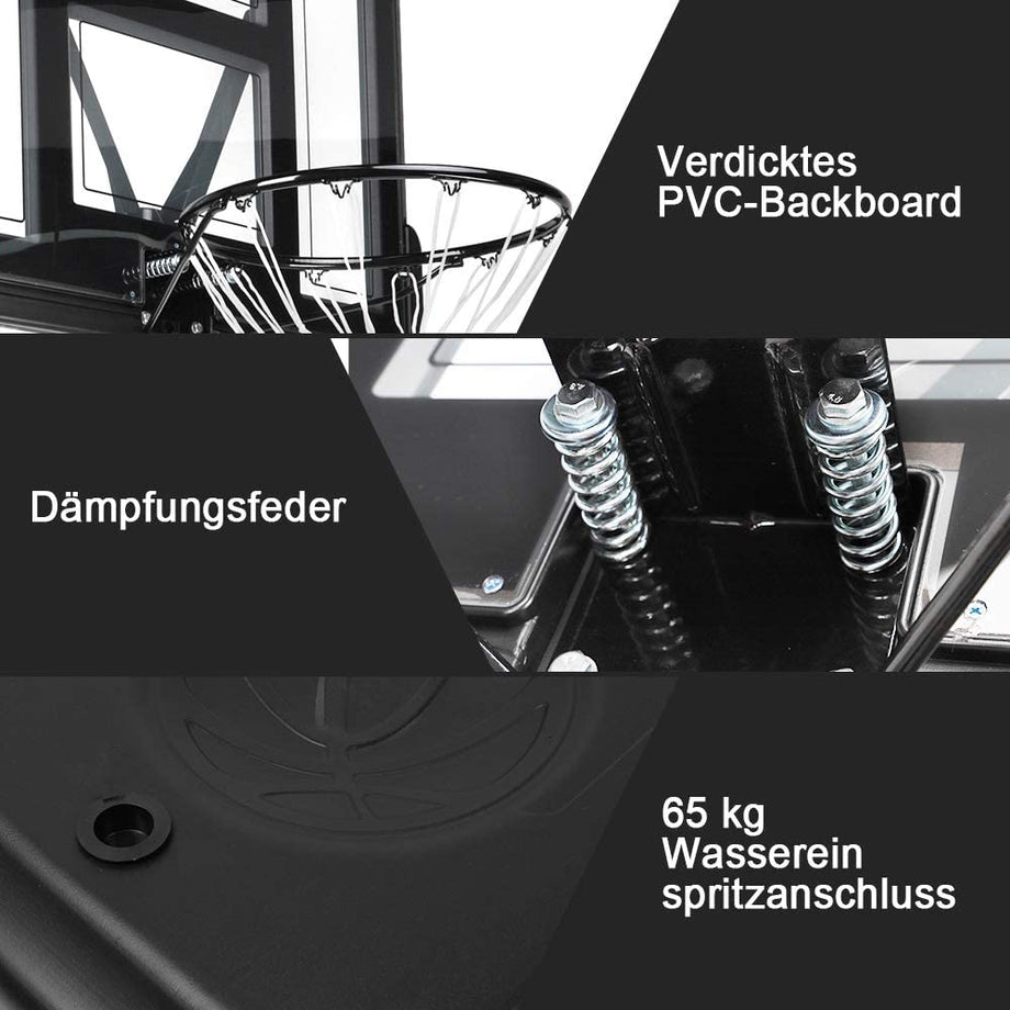 YOLEO Basketballkorb 2,3 bis 3,05 Meter höhenverstellbar mit Ständer Korbanlage Outdoor beweglich für Erwachsene Kinder