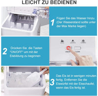 YOLEO Eiswürfelmaschine, leise Ice Maker 9 Eiswürfel in 8 Minuten, 12kg /24 Stunden, Selbstreinigungsfunktion, Einfache Bedienung