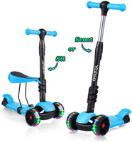 YOLEO 3-in-1 Kinder Roller Scooter mit Abnehmbarem Sitz