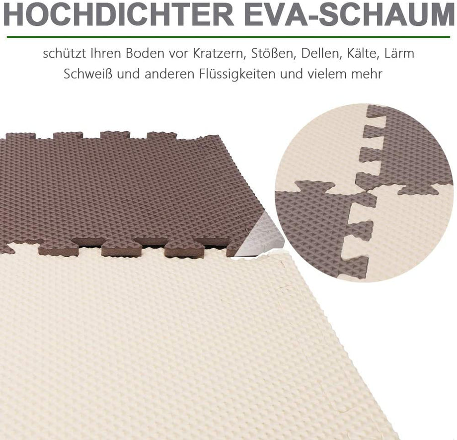 YOLEO Puzzlematte Kinderspielteppich Spielmatte Spielteppich Schaumstoffmatte Kinderteppich Schutzmatten Bodenschutzmatten Unterlegmatten Fitnessmatte 32x32 cm (Beige-Braun 25 Stücke)