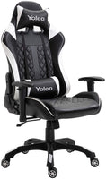 YOLEO Gaming Stuhl, bequemer Gaming Sessel 150 kg Belastbarkeit, Kunstleder PC Stuhl drehbar höhenverstellbar Gaming Chair mit Kopfstütze (weiß-schwarz)