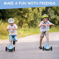 BremToy Kinderroller, Tretroller mit LED-Rädern, Kinder Scooter mit Höhenverstellbarem Lenker, Faltbarer Kickscooter für Kinder