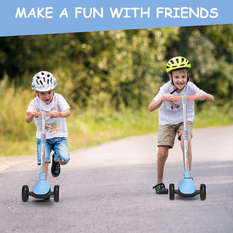 BremToy Kinderroller, Tretroller mit LED-Rädern, Kinder Scooter mit Höhenverstellbarem Lenker, Faltbarer Kickscooter für Kinder