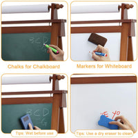 Dripex Kinder Kunst Staffelei mit Papierrolle doppelseitige Tafel und Magnetic Board für Kinder Malen Upgrade Whiteboard Kreidetafel