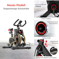 Dripex Heimtrainer, Fitnessbikes Ergometer mit Schutzhülle, Pulsmesser, stufenlose Widerstandseinstellung und großes Trägheitsschwungrad, Benutzergewicht bis 150kg