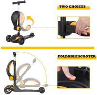 BremToy Kinderroller, Tretroller mit LED-Rädern, Kinder Scooter mit Höhenverstellbarem Lenker, Faltbarer Kickscooter für Kinder