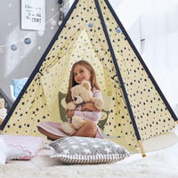 YOLEO Kinderzelt Tipi Spielzelt für Kinder Kinderzimmer Zelt Kinder Geschenke Zelt Indianerzelt - Spielhaus Zelt für Drinnen und Draußen - aus Baumwolle und Leinen