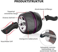 Dripex Bauchroller Set 4 IN 1 Bauchtrainer Fitnessset, AB Roller Bauchroller + Anti-Rutsch-Yogamatte/-Knieschützer+ 2 Liegestützgriffe, für zu Hause/Bauchmuskeltraining/Muskelaufbau, Frauen und Männer