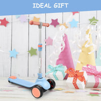 BremToy Kinderroller, Tretroller mit LED-Rädern, Kinder Scooter mit Höhenverstellbarem Lenker, Faltbarer Kickscooter für Kinder