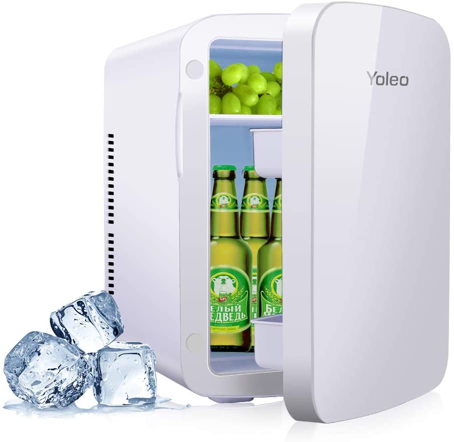 YOLEO mini-kühlschrank 15L Edelstahl, Warmhaltebox Kühlbox Auto mit Kühl-  und Heizfunktion, 0~65 ℃ Temperatureinstellbar, für Schlafzimmerbüro RV