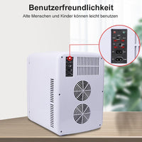 YOLEO mini-kühlschrank 15L Edelstahl, Warmhaltebox Kühlbox Auto mit Kühl- und Heizfunktion, 0~65 ℃ Temperatureinstellbar, für Schlafzimmerbüro RV Auto, für Getränk Kosmetik Milch