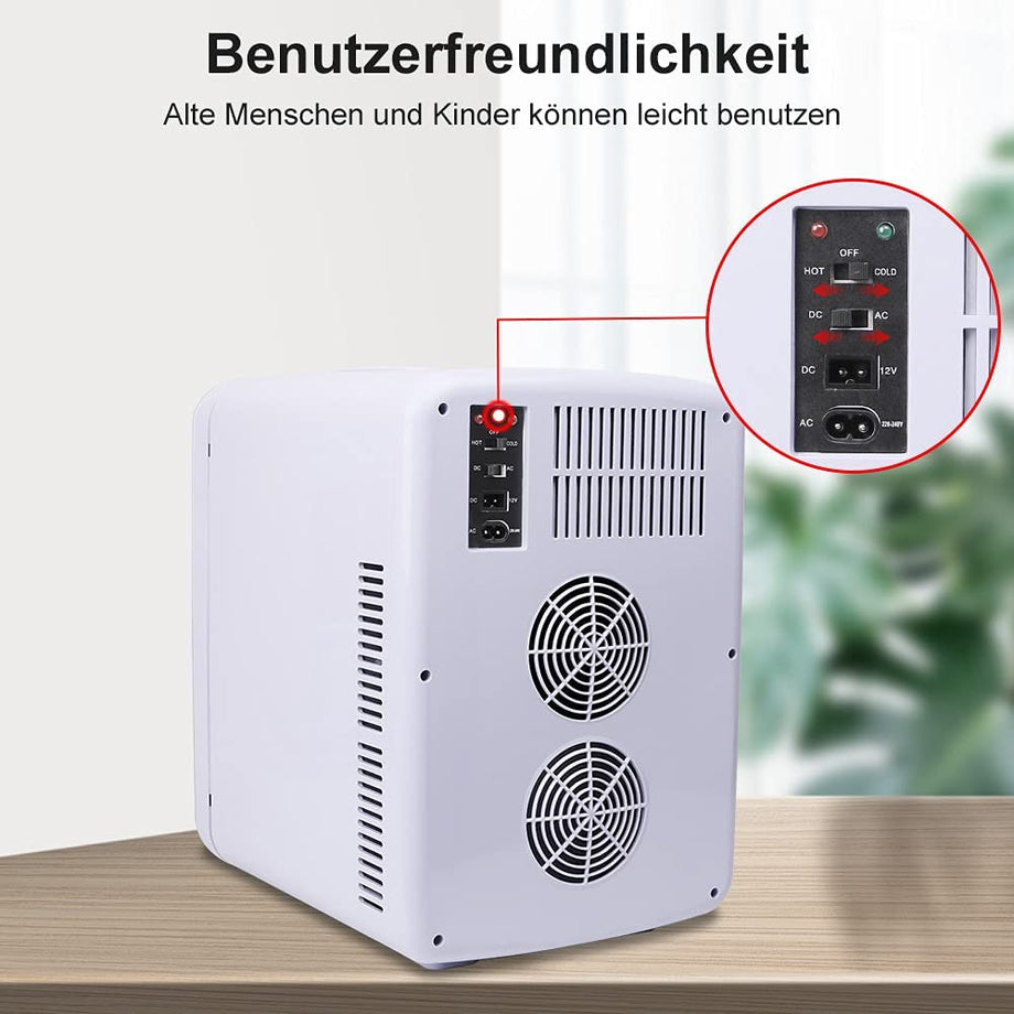 YOLEO mini-kühlschrank 15L Edelstahl, Warmhaltebox Kühlbox Auto mit Kühl- und Heizfunktion, 0~65 ℃ Temperatureinstellbar, für Schlafzimmerbüro RV Auto, für Getränk Kosmetik Milch