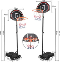 YOLEO Basketballkorb für Kinder, 1,6 bis 2,1 Meter höhenverstellbar mit Ständer Korbanlage beweglich Outdoor bis 12 Jahre