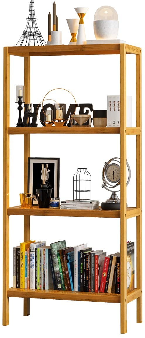 Dripex Standregal Badregal 4 Ebenen Holzregal Küchenregal Pflanzregal Mehrzwerkregal Regal Bambus für Wohnzimmer Badzimmer Waschraum Garten 113 x 26 x 52cm