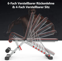 YOLEO Multifunktion Hantelbank klappbare Trainingsbank Fitnessbank, 6-Fach Rückenlehne/4-Fach Sitz verstellbar, bis 150kg belastbar, Flachbank Sit Up Bank geeignet für Zuhause/Fitnessstudio