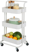 Dripex Rollwagen Küchen Organizer 3-stöckiger Servierwagen Küchenwagen Storage Trolley Cart Küchenregal Allzweckwagen Allzweckregal