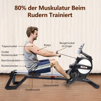 Dripex Rudergerät mit Magnetbremssystem kugelgelagerter Rudersitz LED-Monitor 3 kg Schwungmasse und 15 stufige Widerstandseinstellung für Fitness zu Hause
