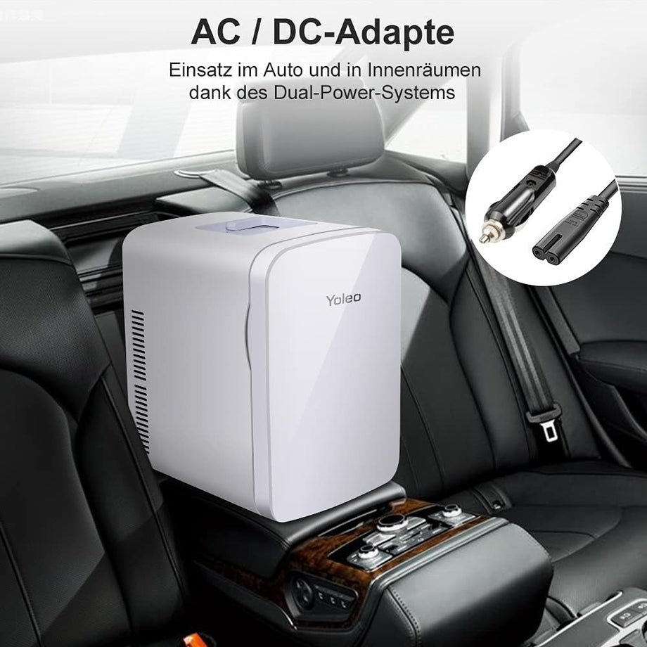 YOLEO mini-kühlschrank 15L Edelstahl, Warmhaltebox Kühlbox Auto mit Kühl- und Heizfunktion, 0~65 ℃ Temperatureinstellbar, für Schlafzimmerbüro RV Auto, für Getränk Kosmetik Milch
