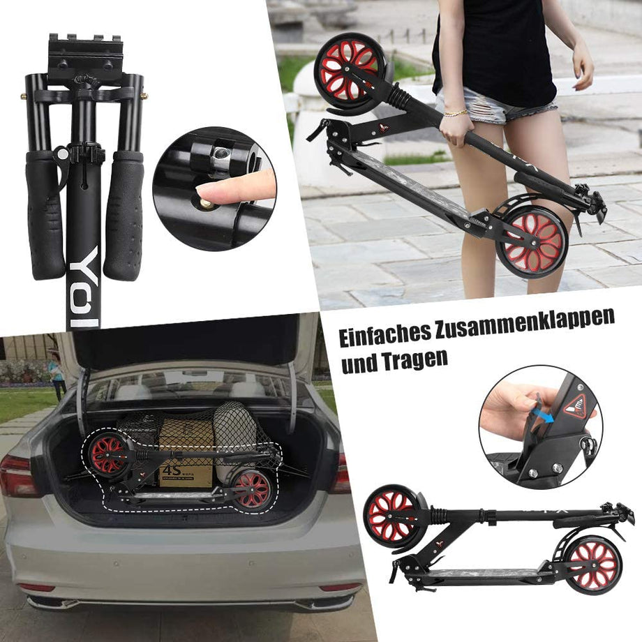 YOLEO Scooter für Erwachsene Roller Kickscooter Tretroller Cityroller für Kinder ab 10 Jahre 200mm Rad Klappbar und Höhenverstellbar mit Tragegurt