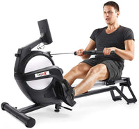 Dripex Rudergerät mit Magnetbremssystem kugelgelagerter Rudersitz LED-Monitor 3 kg Schwungmasse und 15 stufige Widerstandseinstellung für Fitness zu Hause