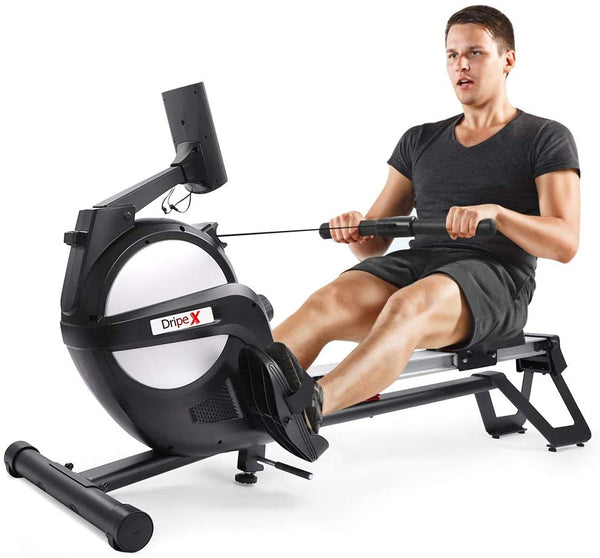 Dripex Rudergerät mit Magnetbremssystem kugelgelagerter Rudersitz LED-Monitor 3 kg Schwungmasse und 15 stufige Widerstandseinstellung für Fitness zu Hause