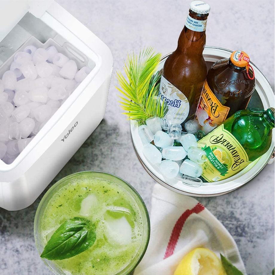 YOLEO Eiswürfelmaschine, leise Ice Maker 9 Eiswürfel in 8 Minuten, 12kg /24 Stunden, Selbstreinigungsfunktion, Einfache Bedienung
