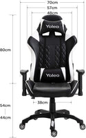 YOLEO Gaming Stuhl, bequemer Gaming Sessel 150 kg Belastbarkeit, Kunstleder PC Stuhl drehbar höhenverstellbar Gaming Chair mit Kopfstütze (weiß-schwarz)