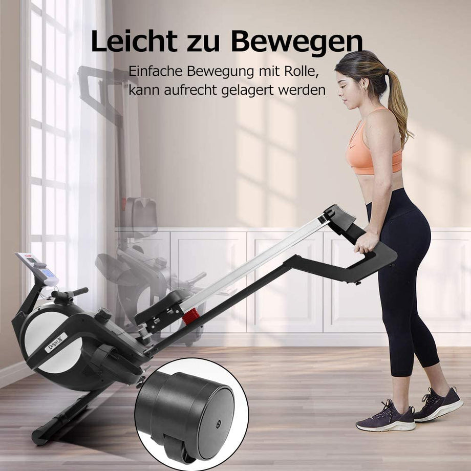 Dripex Rudergerät mit Magnetbremssystem kugelgelagerter Rudersitz LED-Monitor 3 kg Schwungmasse und 15 stufige Widerstandseinstellung für Fitness zu Hause