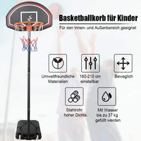 YOLEO Basketballkorb für Kinder, 1,6 bis 2,1 Meter höhenverstellbar mit Ständer Korbanlage beweglich Outdoor bis 12 Jahre