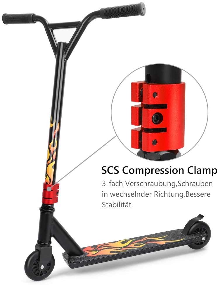 YOLEO Stunt Scooter Freestyle Tretroller Pro Scooter Kickscooter Roller für Kinder und Erwachsene Tragfähigkeit: 100 kg ABEC 7 Steel Y Lenker